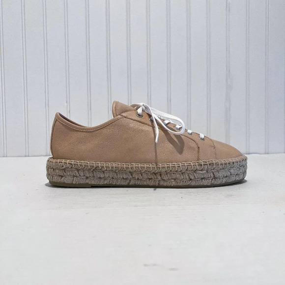 Aquatalia Cream Leather Lace Up Resortwear Beach Designer Casual Espadrilles 9 - Picture 2 of 9